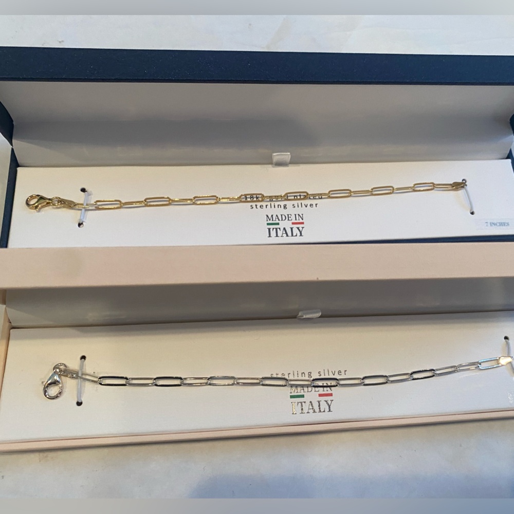 Mia Fiore sterling silver paperclip chain bracelet gold or SILVER 8”L